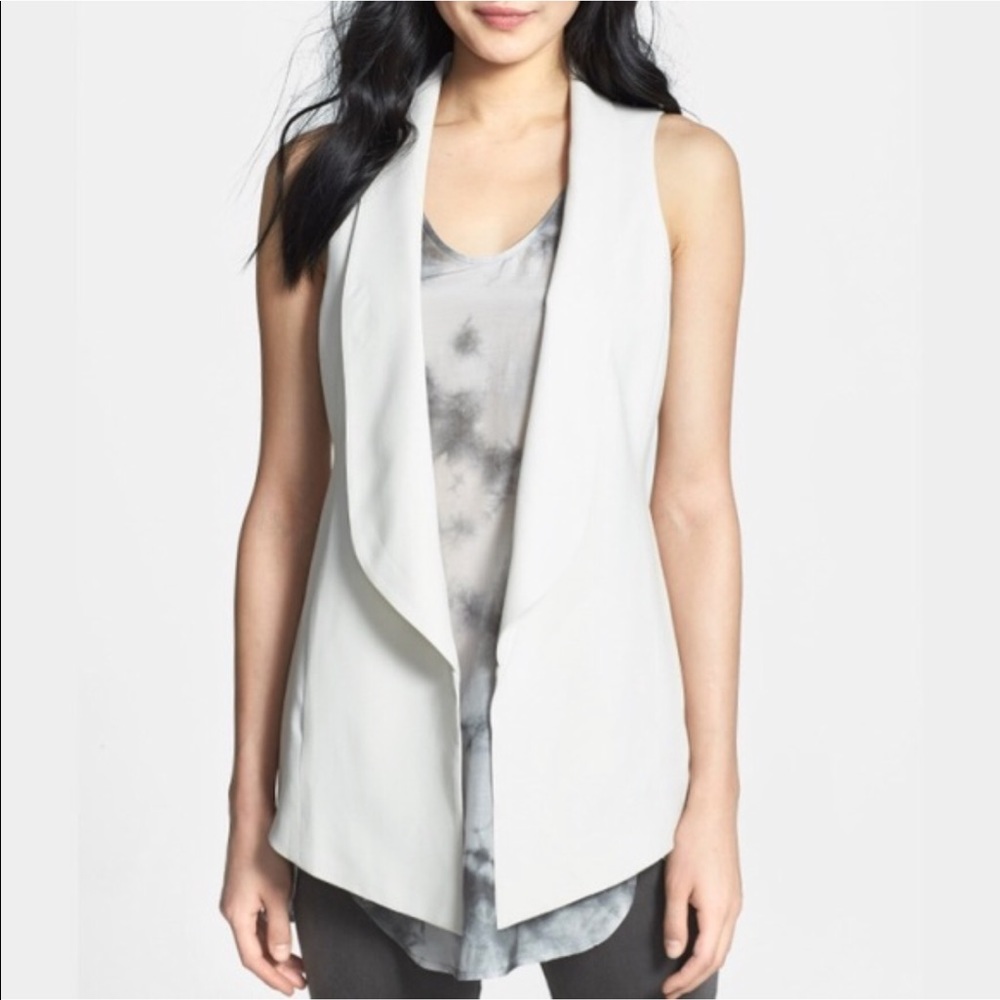 Eileen Fisher Shawl Collar Silk Vest Ivory XS